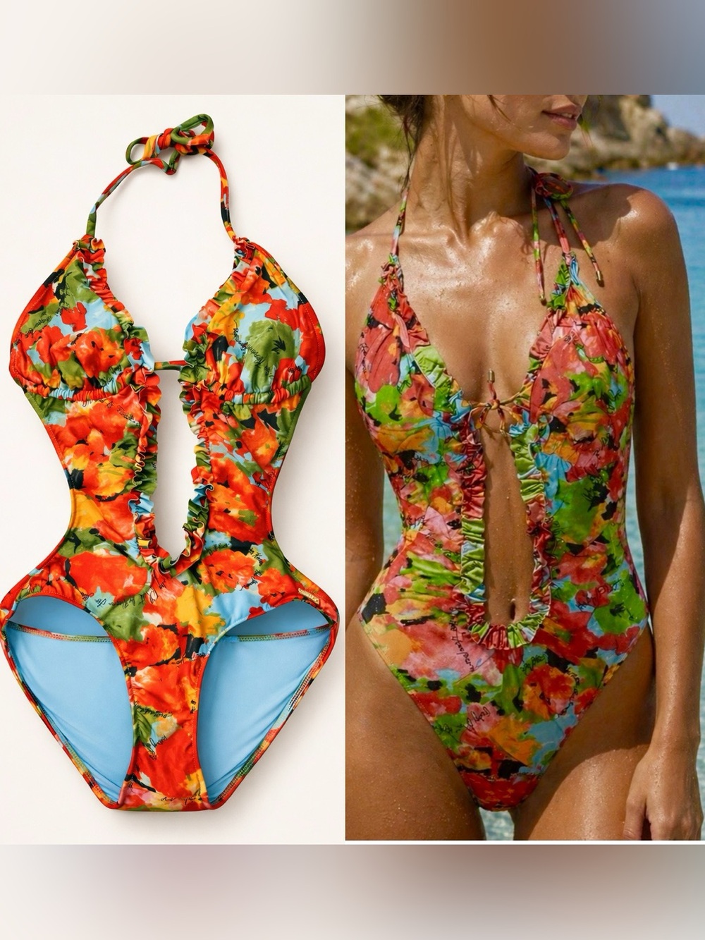 Rare Y2K Baby Phat Cutout Plunging Monokini Swimsuit